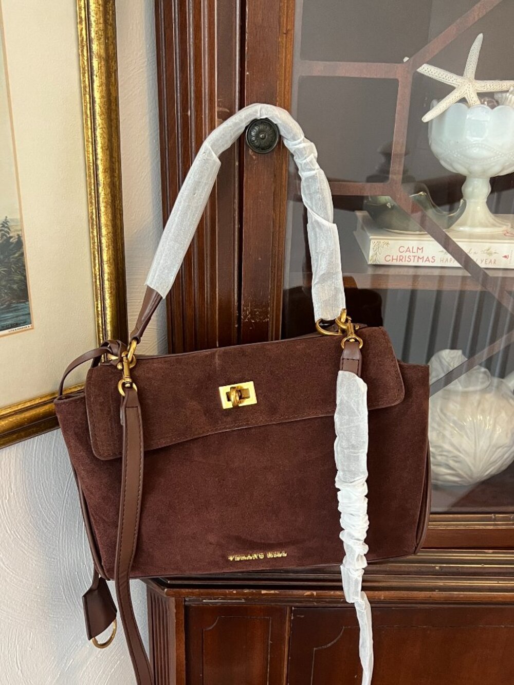 Verano Hill Chocolate Brown Suede Look Shoulder Crossbody Bag NWOT